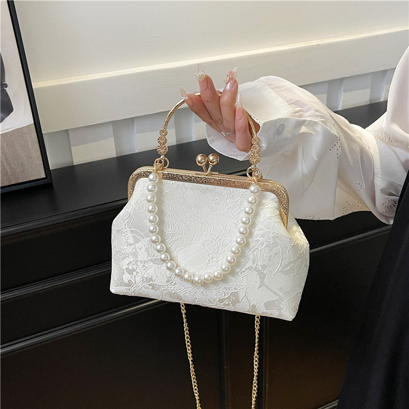 Evening Bag Beaded - Vintage Classic Lace Bag pearl Evening