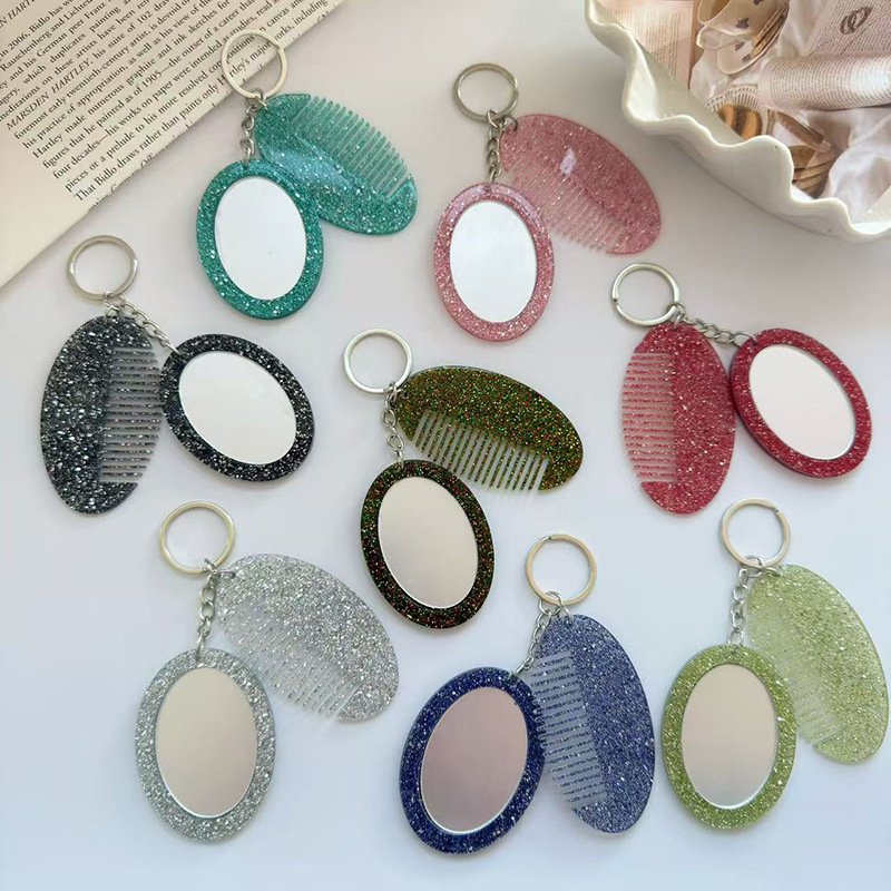 Women Bags Ysl - Oval Comb Mirror Keychain Pendant Luxurious