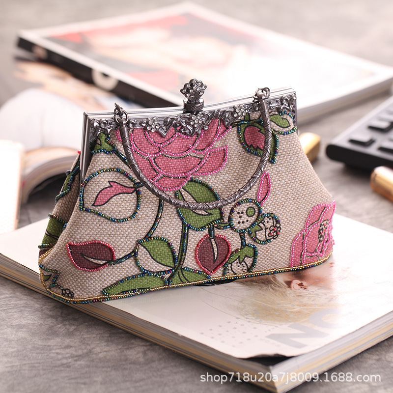Evening Bag Beaded - Boutique Chinese Style Embroidery Floral Women