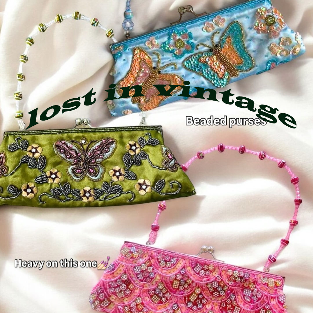 Evening Bag Beaded - Lost in Vintage Hand-embroidered Glitter Beading