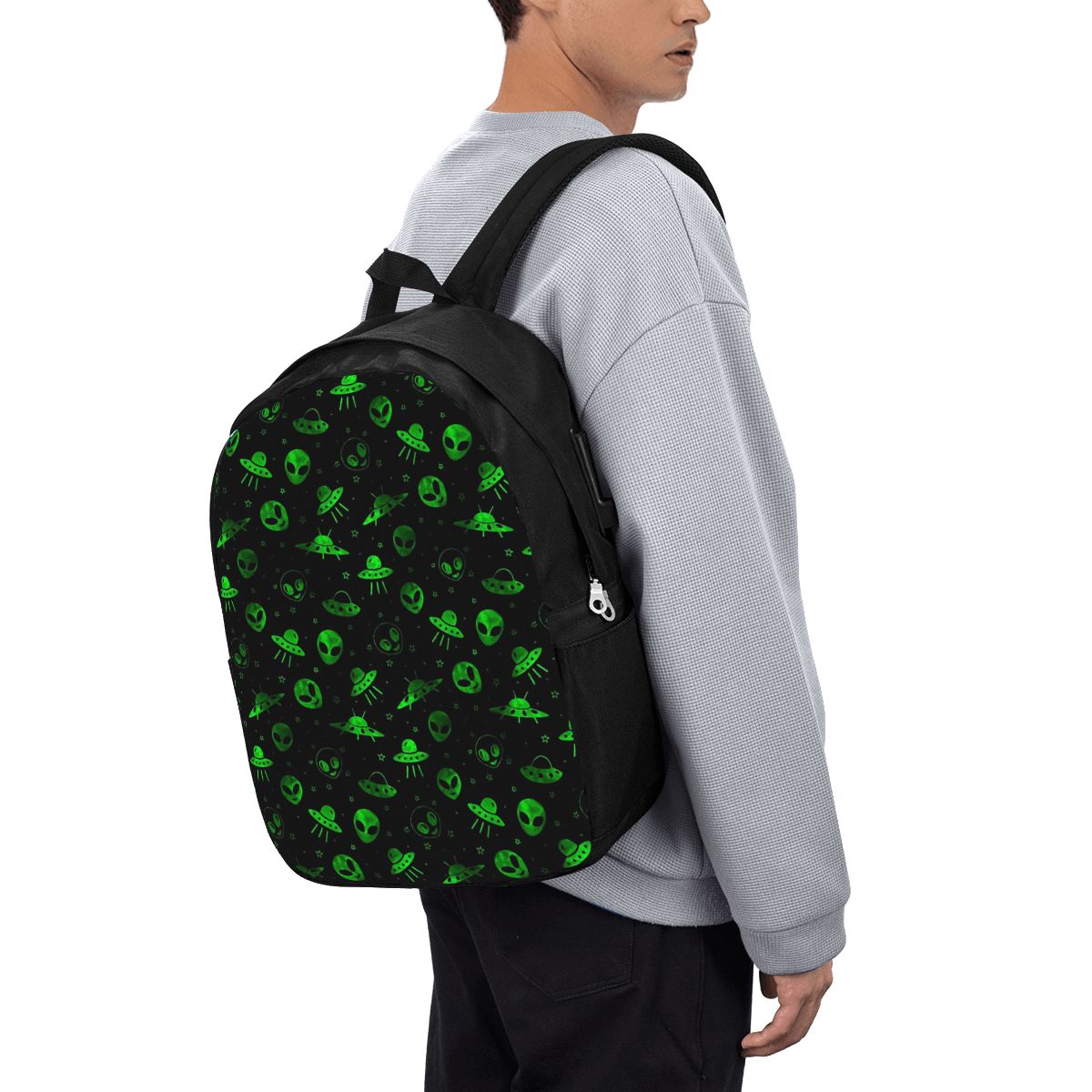 Women Bags For Travel - Aliens And UFOs Pattern Backpack Travel