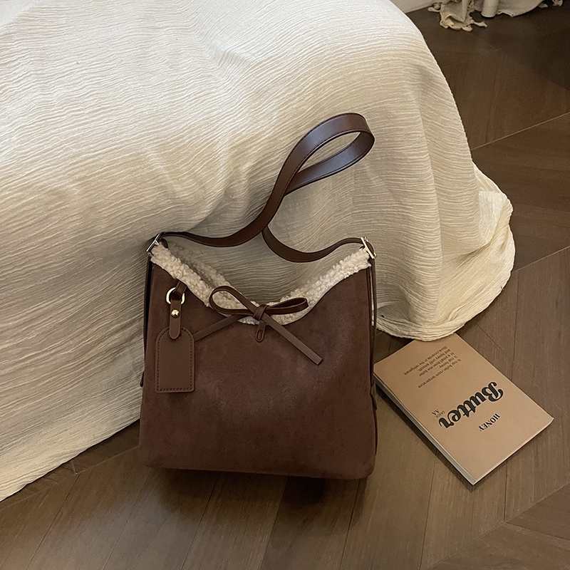 Faux Suede Solid Color Bow Cro - đánh giá và giá Women Bags Branded Sale