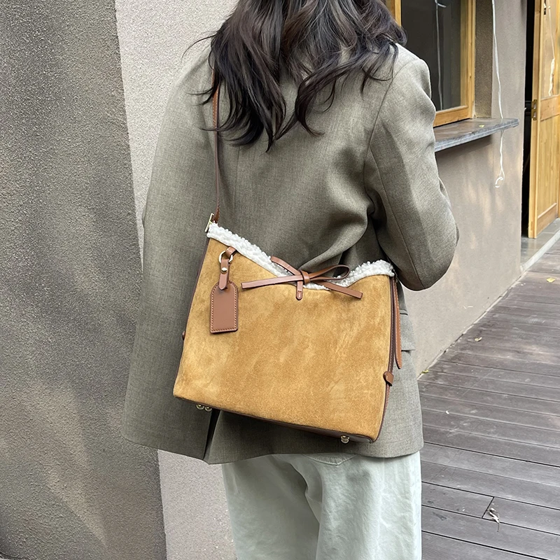 Faux Suede Solid Color Bow Cro - đánh giá và giá Women Bags Branded Sale