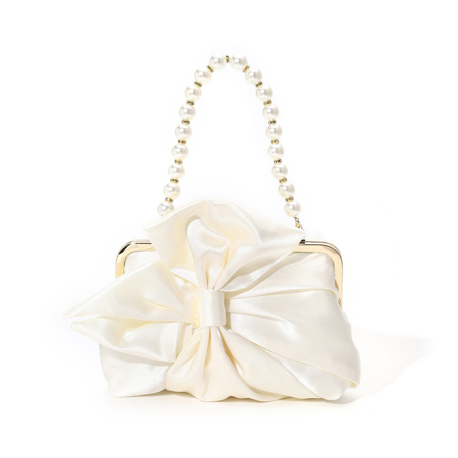 White Satin Big Bow Evening Ba - đánh giá và giá Evening Bag Beaded