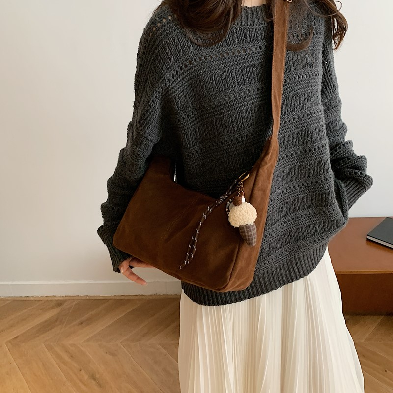 Faux Suede Solid Color Shoulde - đánh giá và giá Women Bags Branded Sale